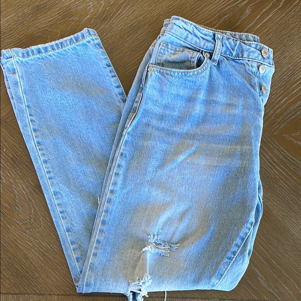 Forever 21 Distressed Straight Leg Jeans